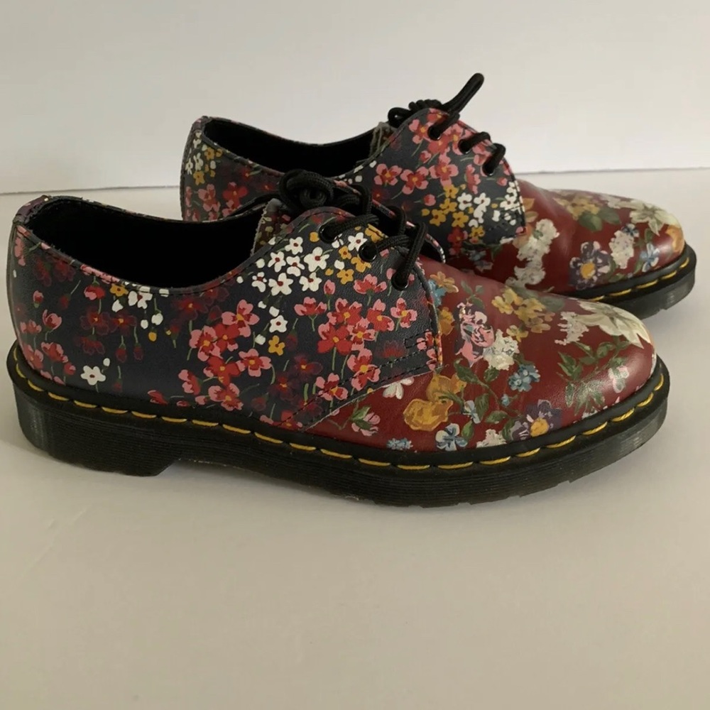 Dr. Doc Martens 1461 Floral Clash Oxford Navy & Red US 9 Pre-owned